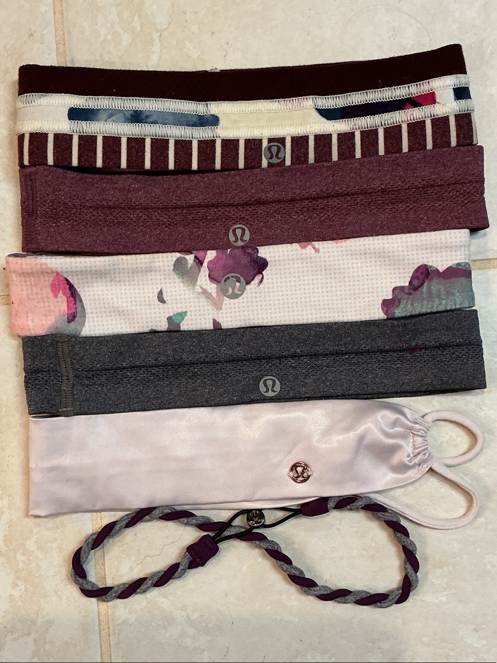 lululemon athletica Plum, Gray, Pink & Floral Headband Set